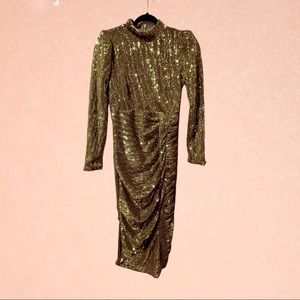 PLT limited edition olive green sequin dress size 6
